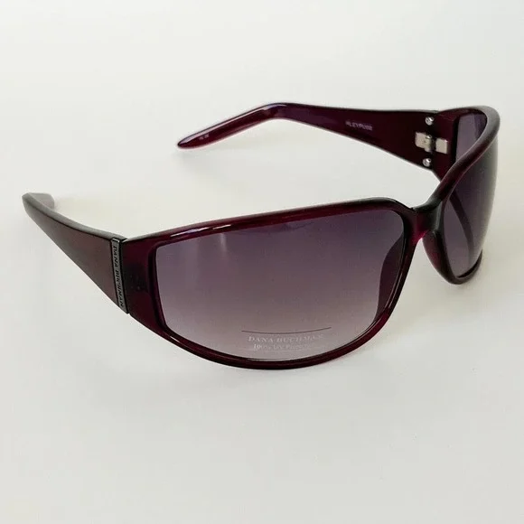 Dana Buchman RLEYPU00 Dark Purple/Gray New Geometric Wrap Women's Sunglasses - Picture 2 of 8